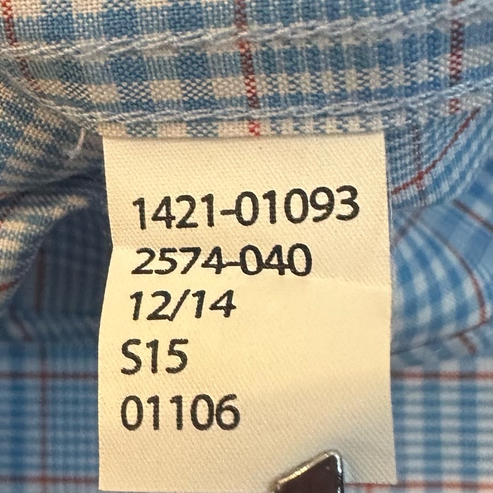 Jos. A. Bank Traveler’s Collection Plaid Dress Shirt Large Blue White Cotton - Picture 6 of 6